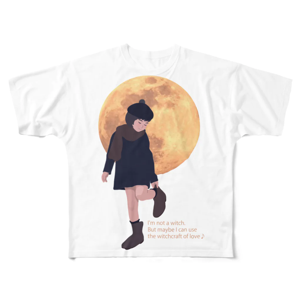 キッズモード某の月と黒ワンピの女の子 All-Over Print T-Shirt