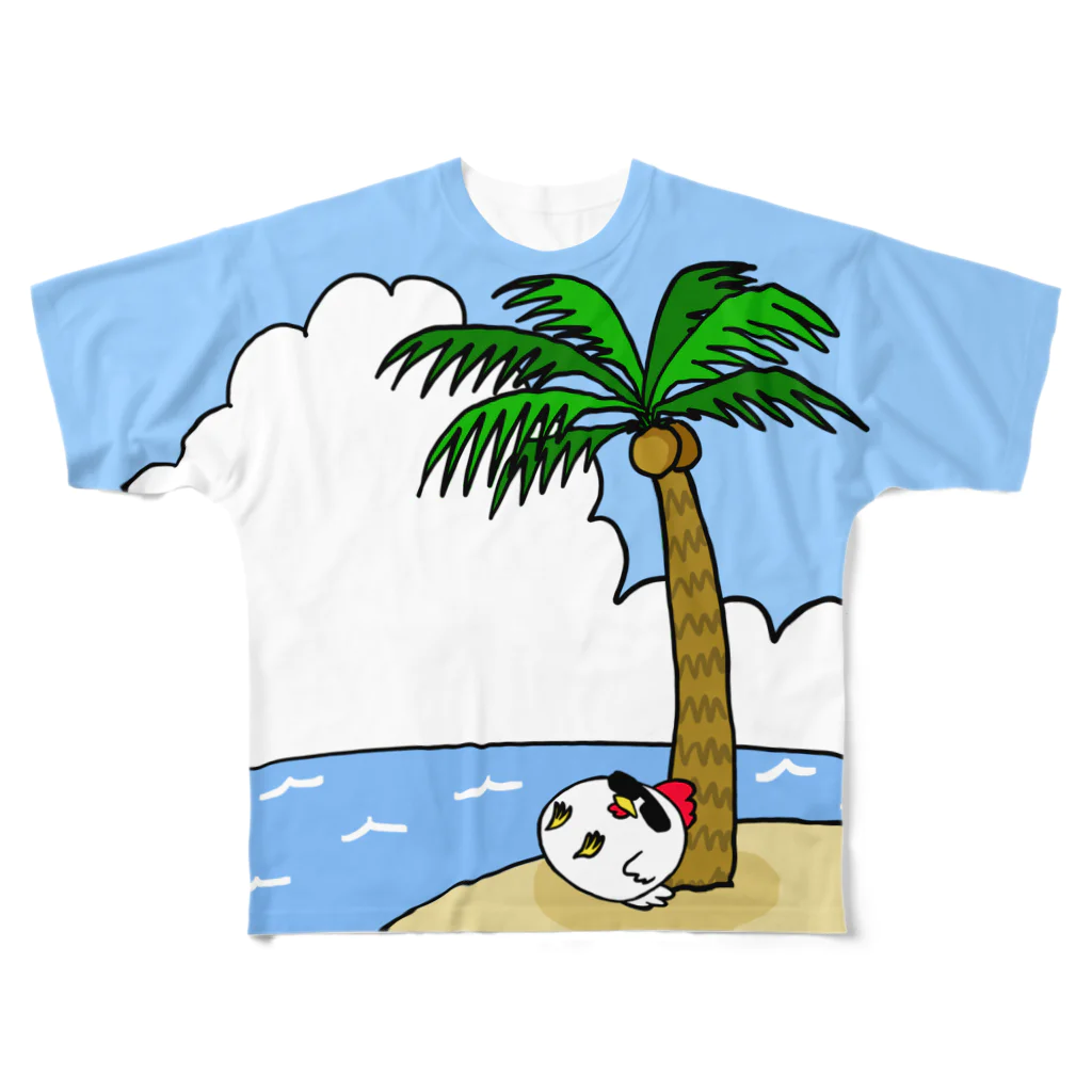 NOKIO MUXのニワトリの休日　夏 フルグラフィックTシャツ