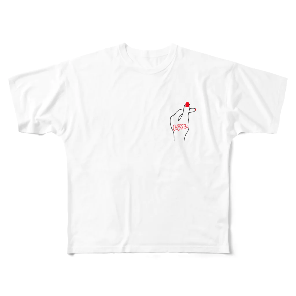 ХарукаのHeart All-Over Print T-Shirt