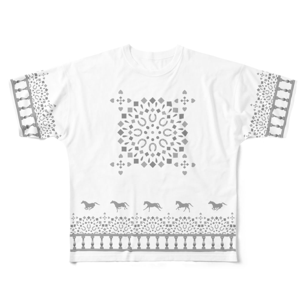 モノツクルヒト　Fuku～ふく～のモロッカン駈歩グレーS、Mサイズ All-Over Print T-Shirt