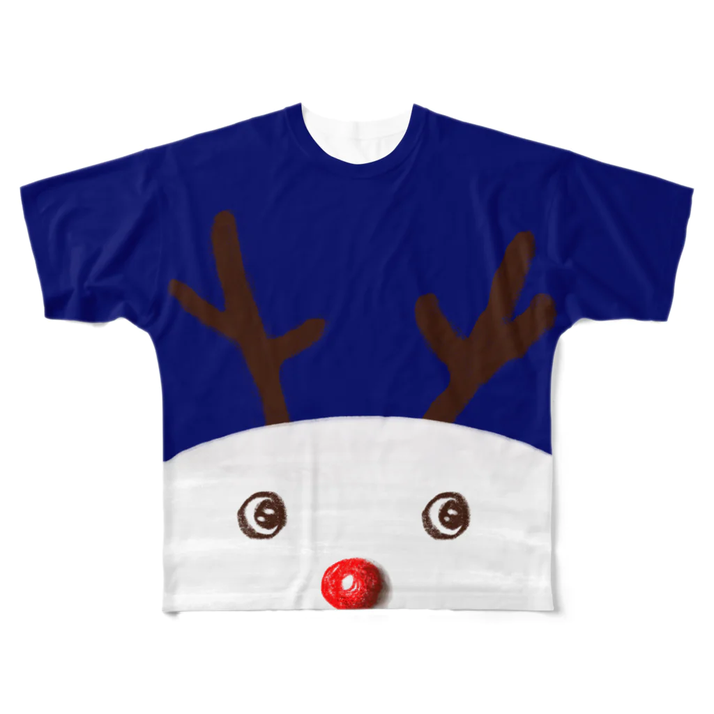 Niea999’s プチハッピー shopのXmas nose - blue フルグラフィックTシャツ