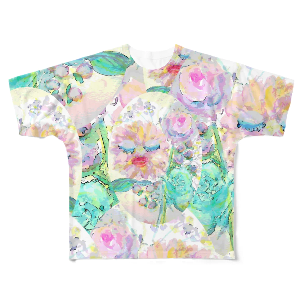 水彩屋の花の妖精 フルグラフィックTシャツ