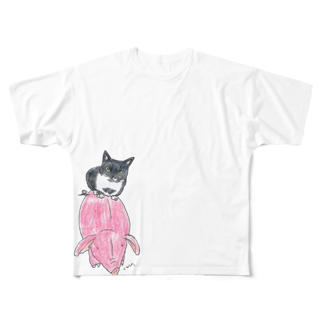 CUROGNACの100nyansplus5_moanarani フルグラフィックTシャツ