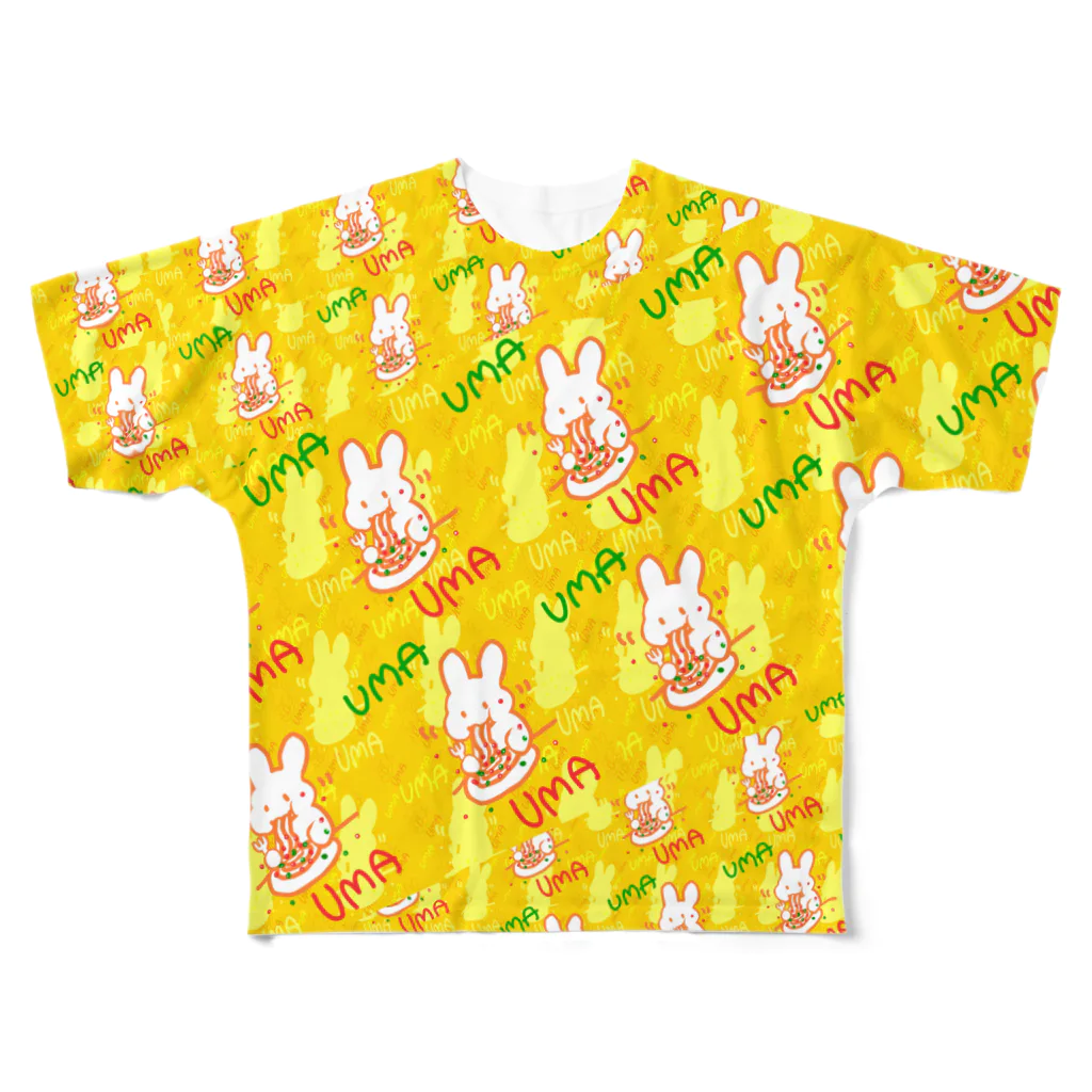 ✨🌈✨ユラクラカン🇯🇵 ✨🌈✨のUMAUMAうさぎイエロー All-Over Print T-Shirt