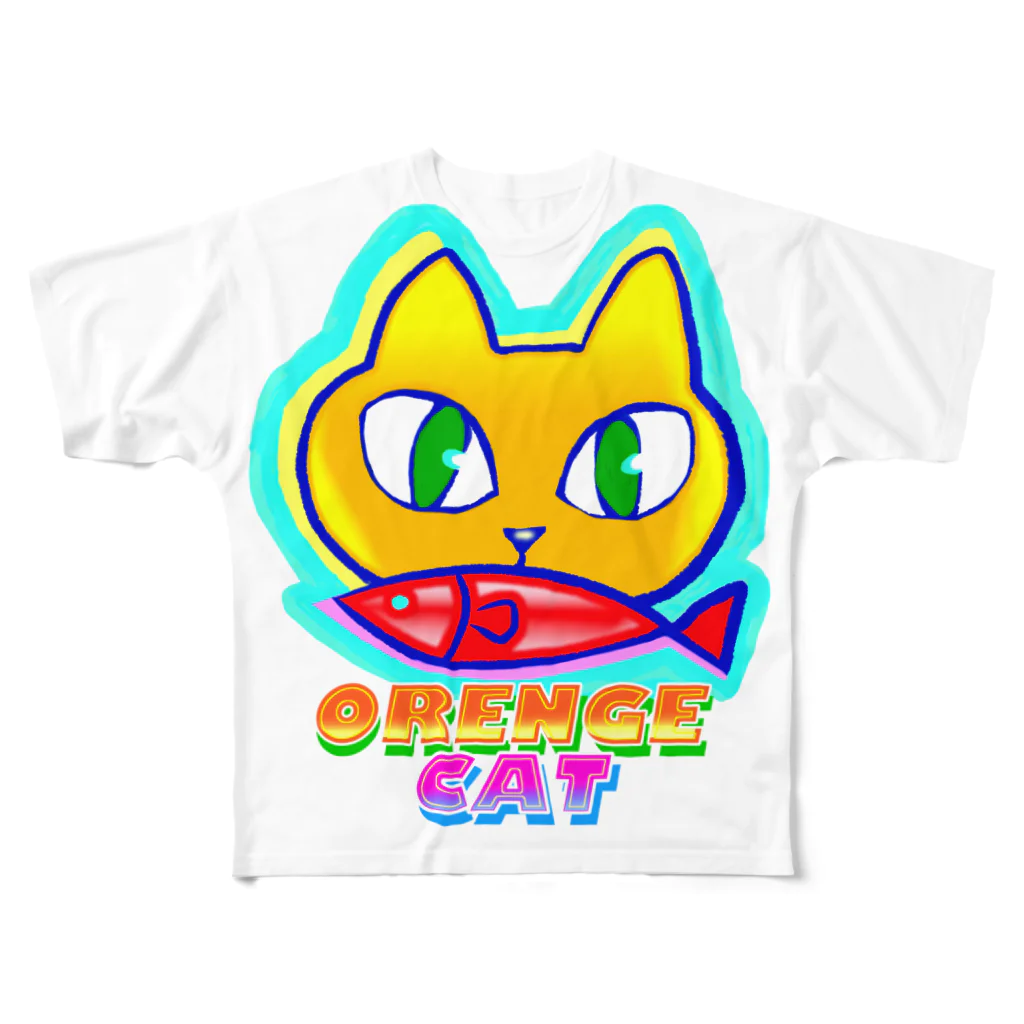 ✨🌈✨ユラクラカン🇯🇵 ✨🌈✨の🍊🐈 オレンジキャット🍊🐈　ライト All-Over Print T-Shirt