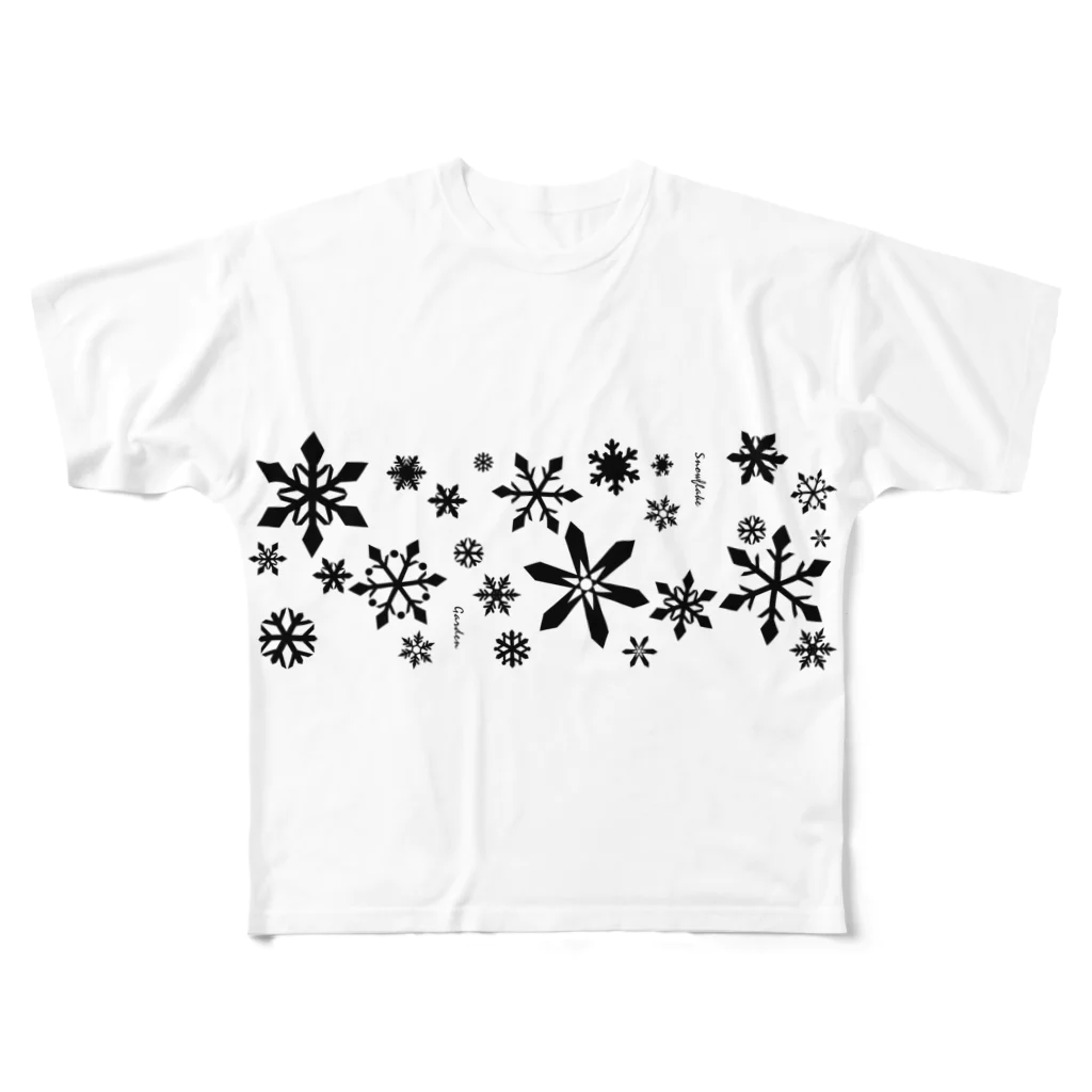 yuki_worksのSnowflakeGarden フルグラフィックTシャツ