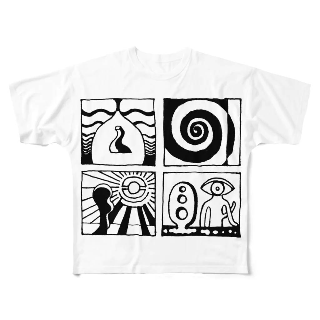 太陽の眼の太陽の眼 文字絵(黒/前面) All-Over Print T-Shirt