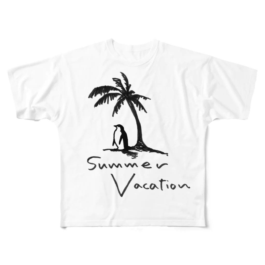 雑貨屋ペパロニのサマーバケーション　summer vacation ペンギンの夏休み All-Over Print T-Shirt