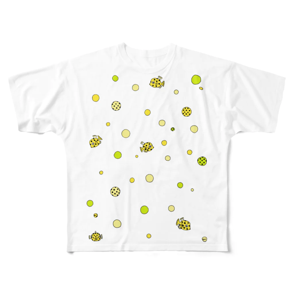 栗坊屋の水玉模様のミナミハコフグ All-Over Print T-Shirt