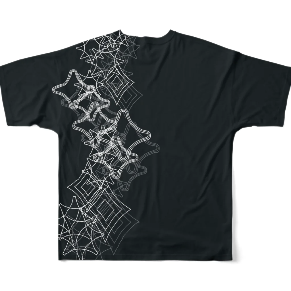 うずまきモンスターの家紋模様・幾何学模様的デザイン All-Over Print T-Shirt :back