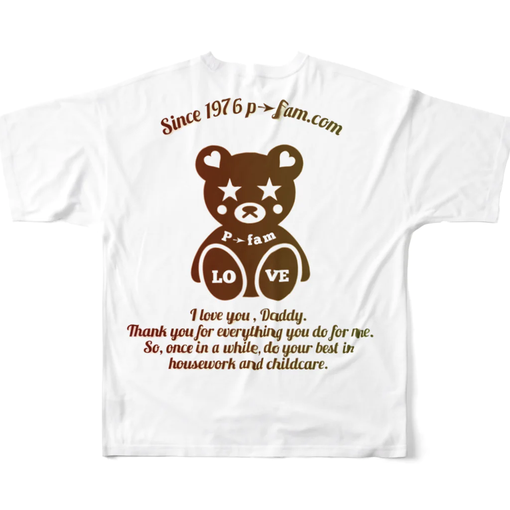 P➛fam.comのP➛KUMAちゃん All-Over Print T-Shirt :back