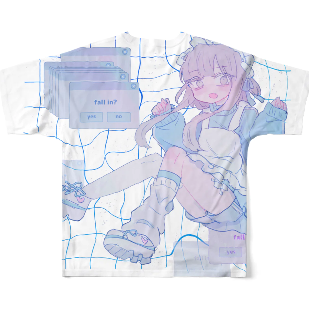 あくむ病院のfall in clear（ゆめかわいいトリップ） フルグラフィックTシャツの背面