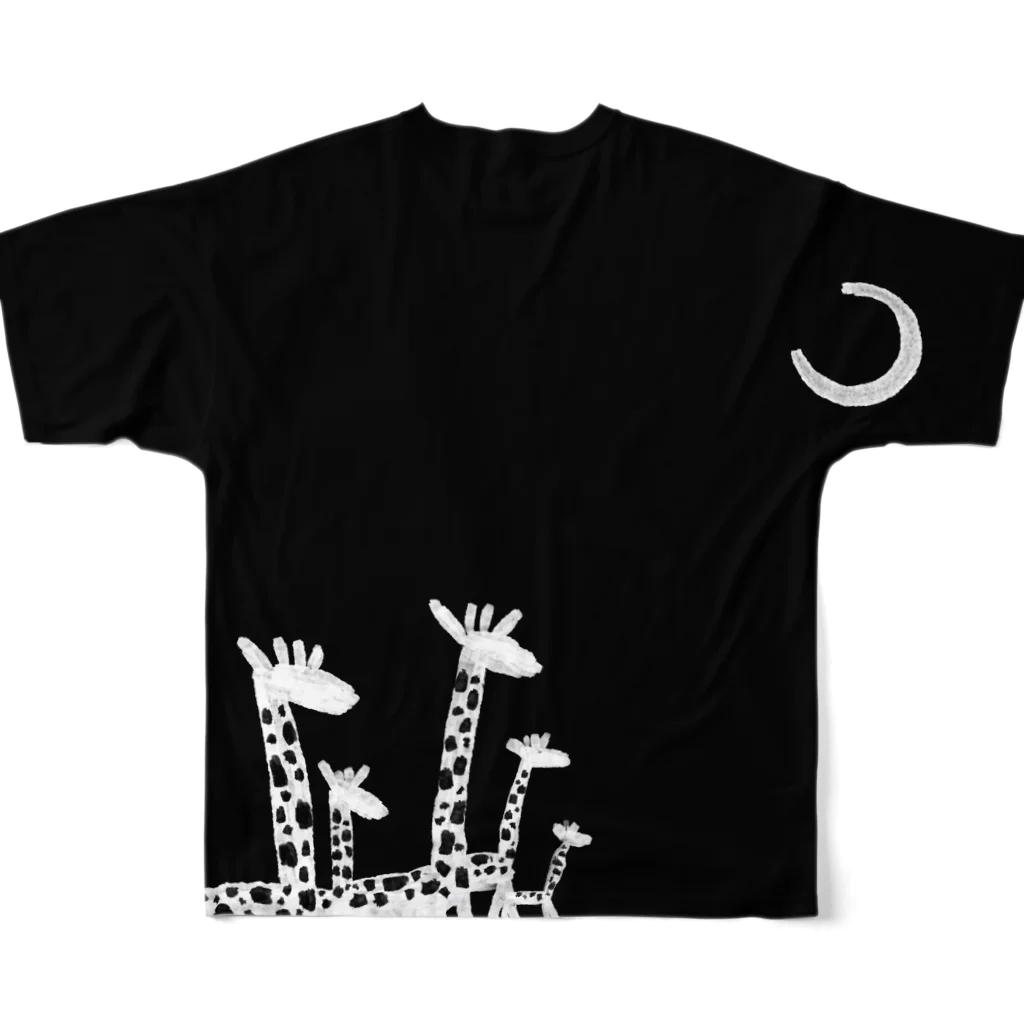 河野広明のお店の白黒キリン All-Over Print T-Shirt :back