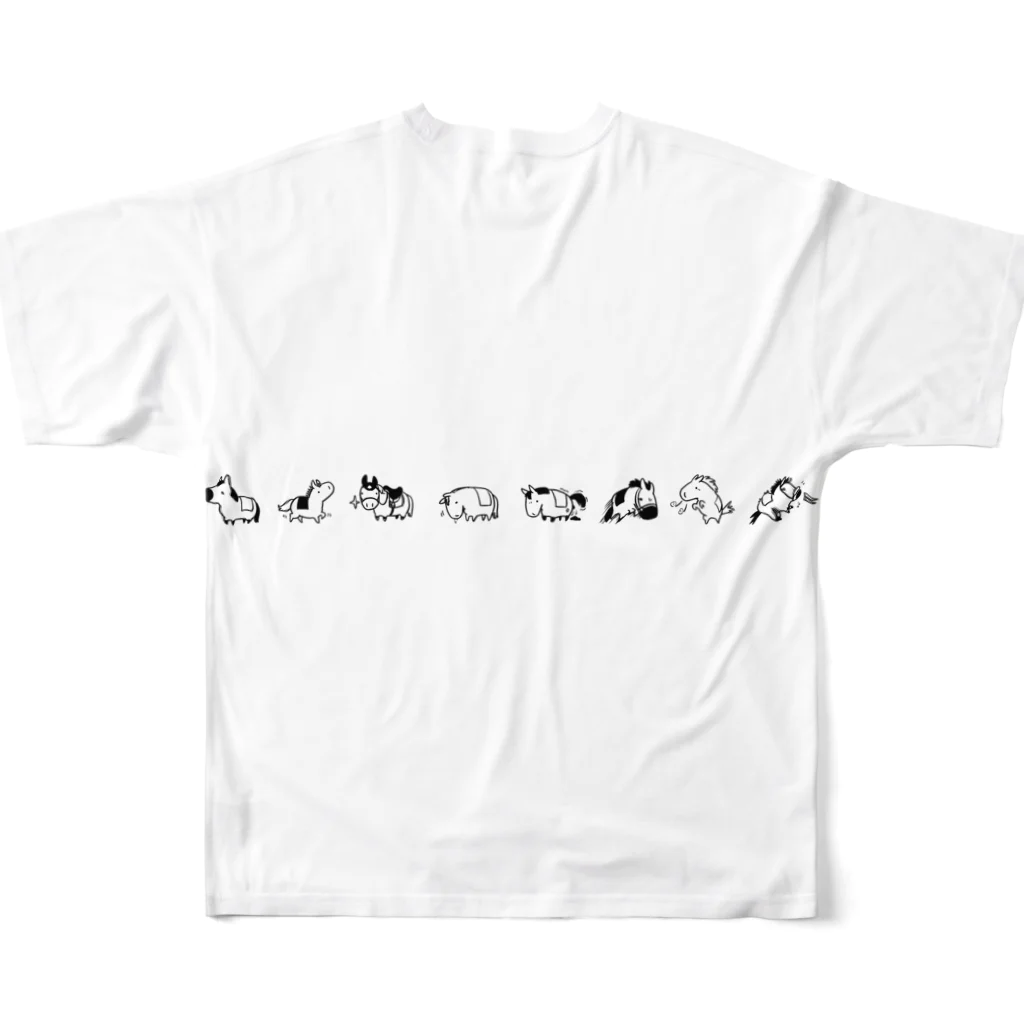 ナトのUMAモノクロ All-Over Print T-Shirt :back