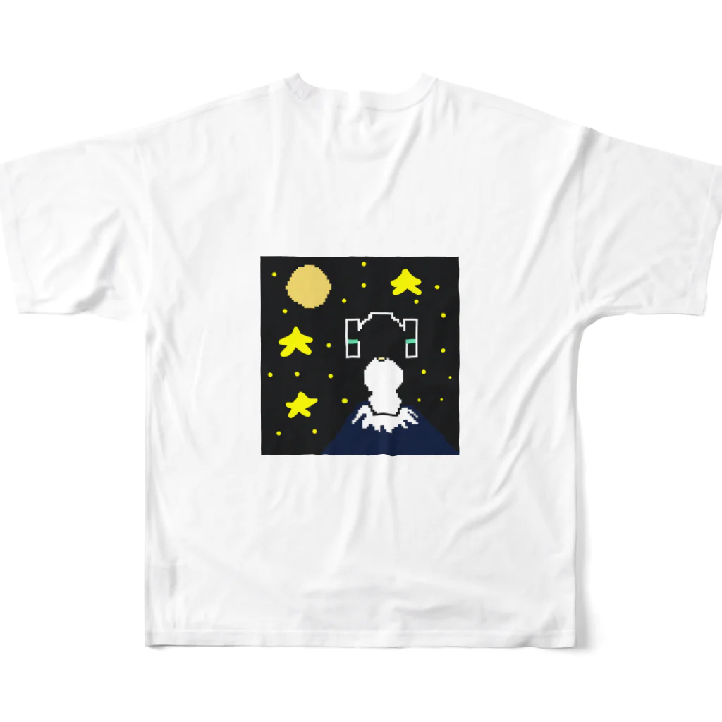 yayoiboy 弥生ボーイくんの弥生ボーイくん夜の富士山の上でひと休み All-Over Print T-Shirt :back