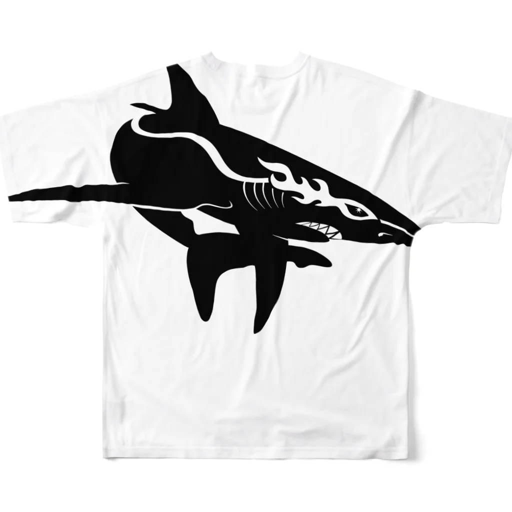 boldandnewのracing shark_No.002_BK フルグラフィックTシャツの背面