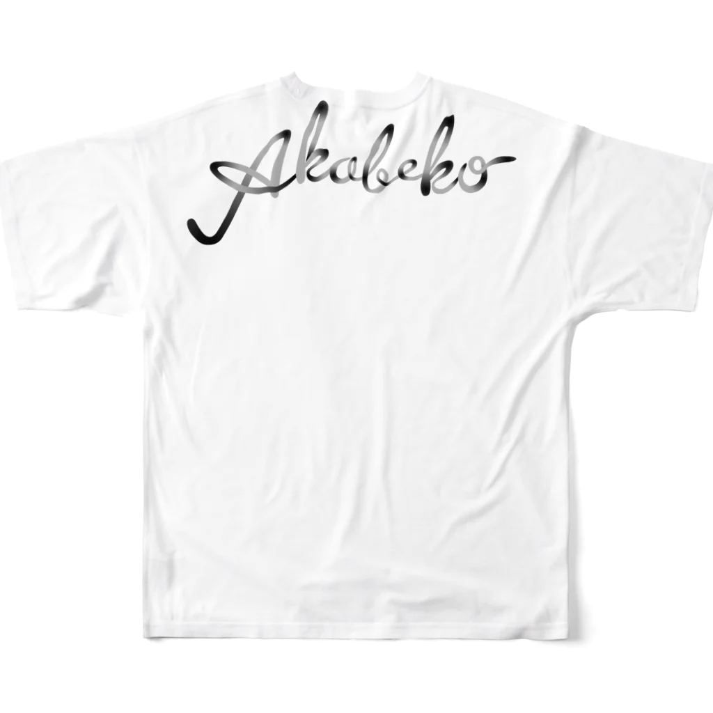 会津・赤ベコ＆ヒーロー販売所の会津・赤ベコ風阿吽猛牛肉 All-Over Print T-Shirt :back