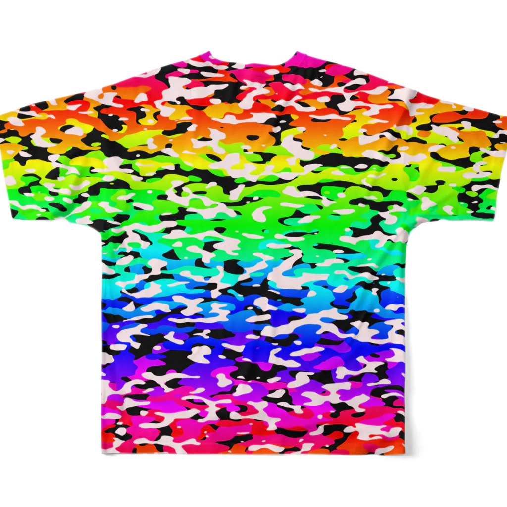 Military Casual LittleJoke のヘルメット付きロゴｘCasualCamo Rainbow フルグラフィックTシャツの背面