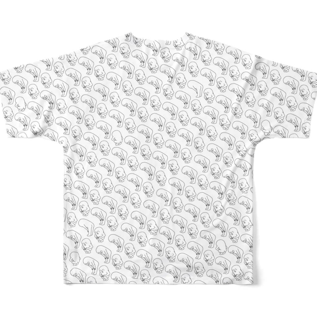 永井佳奈子の屈伸（モノクロ） All-Over Print T-Shirt :back