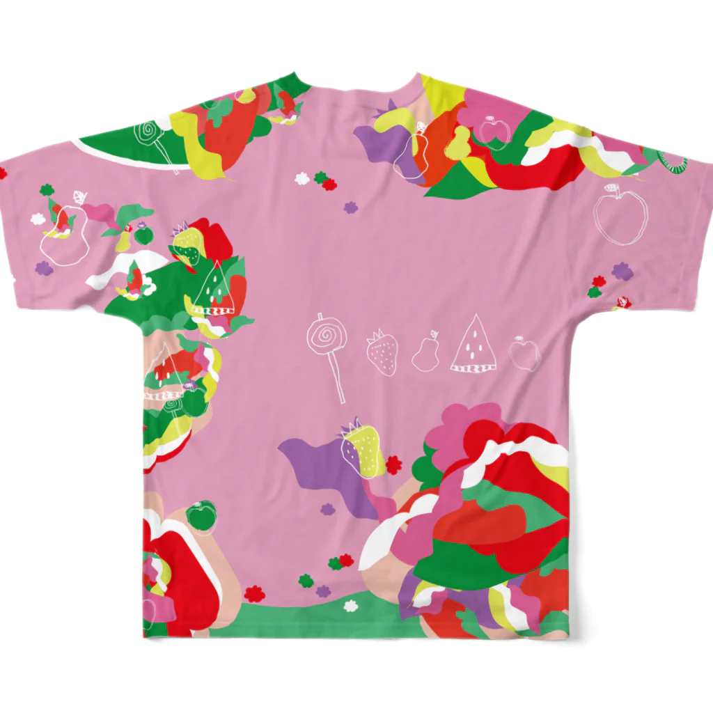 iki.mushinoのフルーツ（裏表全面プリント） All-Over Print T-Shirt :back