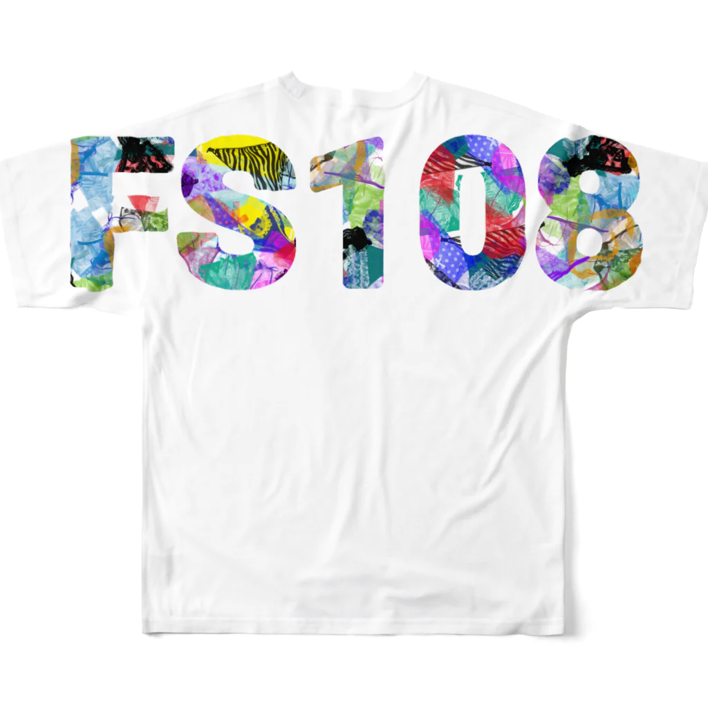 FS108(ファンタジスタ入れ歯)イラスト　絵描きのFS108 パンツだらけロゴ フルグラフィックTシャツの背面
