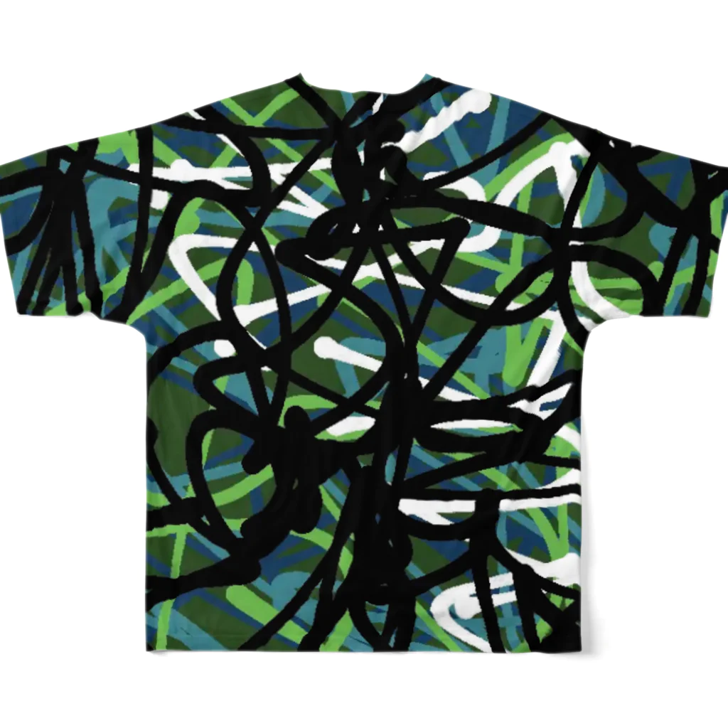 HIDEPAINT　SUZURI店のLucken(楽園) All-Over Print T-Shirt :back