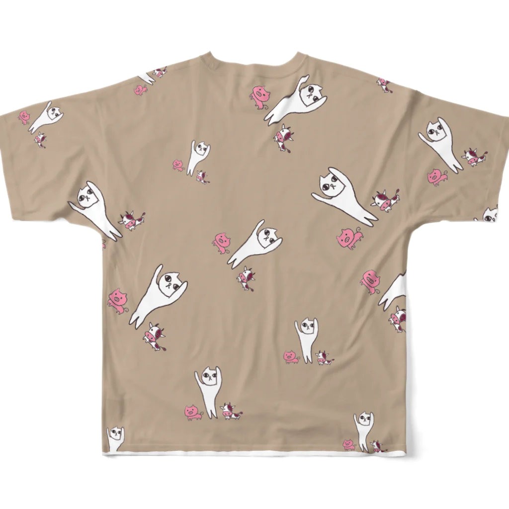 ウーのけんこう（茶） All-Over Print T-Shirt :back