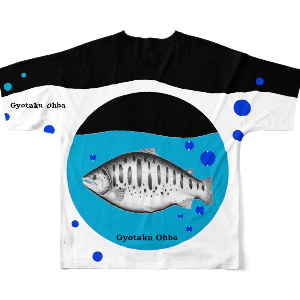 G-HERRINGの山女魚！あらゆる生命たちへ感謝をささげます。 フルグラフィックTシャツの背面