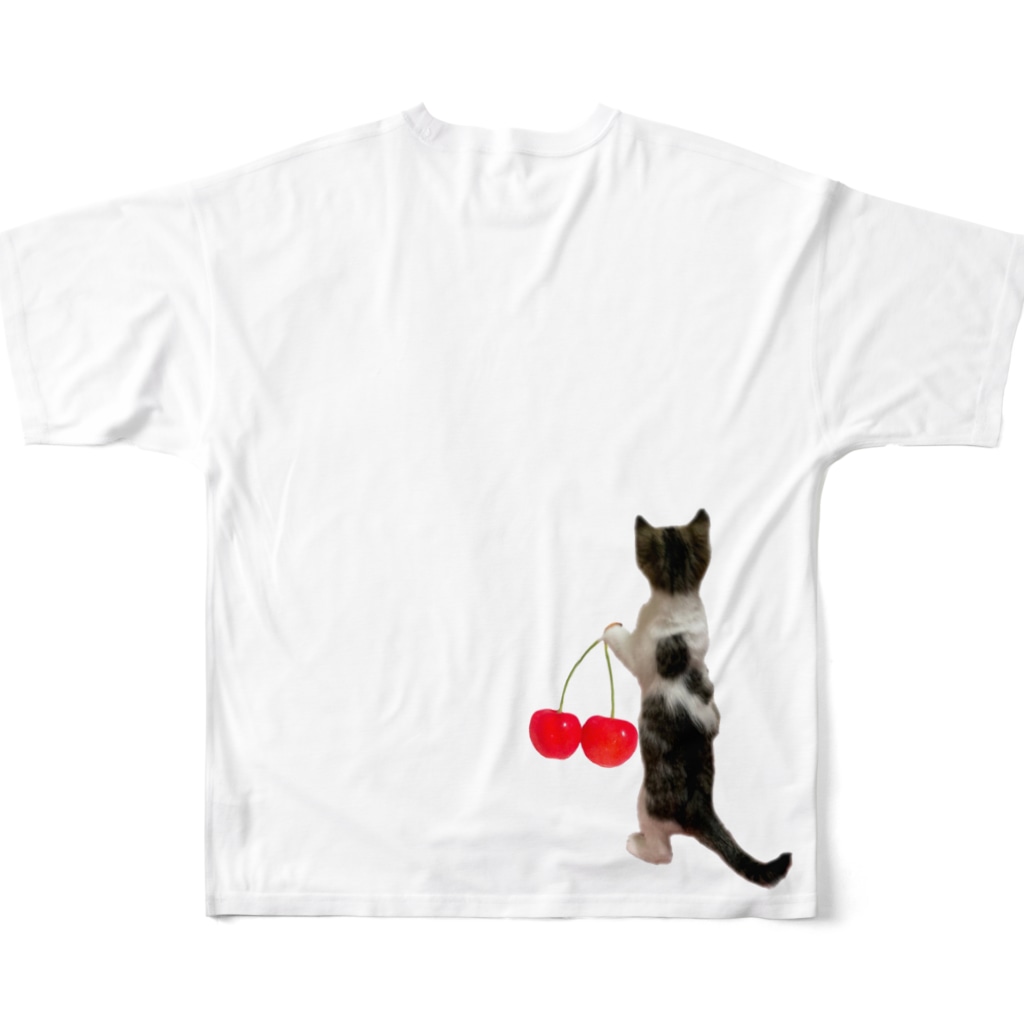 さくらんぼとおかっぱ猫 ひまわりshop Hogoneko 5 のフルグラフィックtシャツ通販 Suzuri スズリ