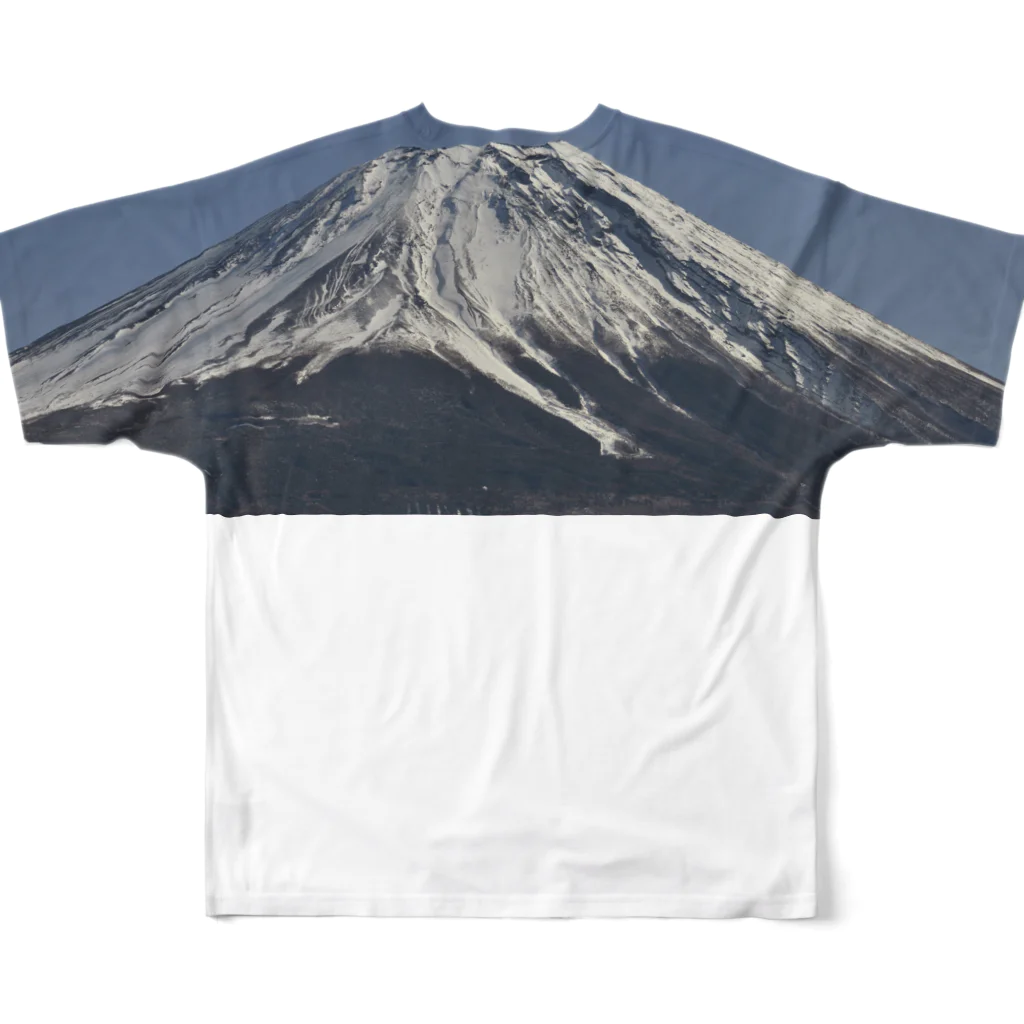 下田村の冠雪した富士山 フルグラフィックTシャツの背面