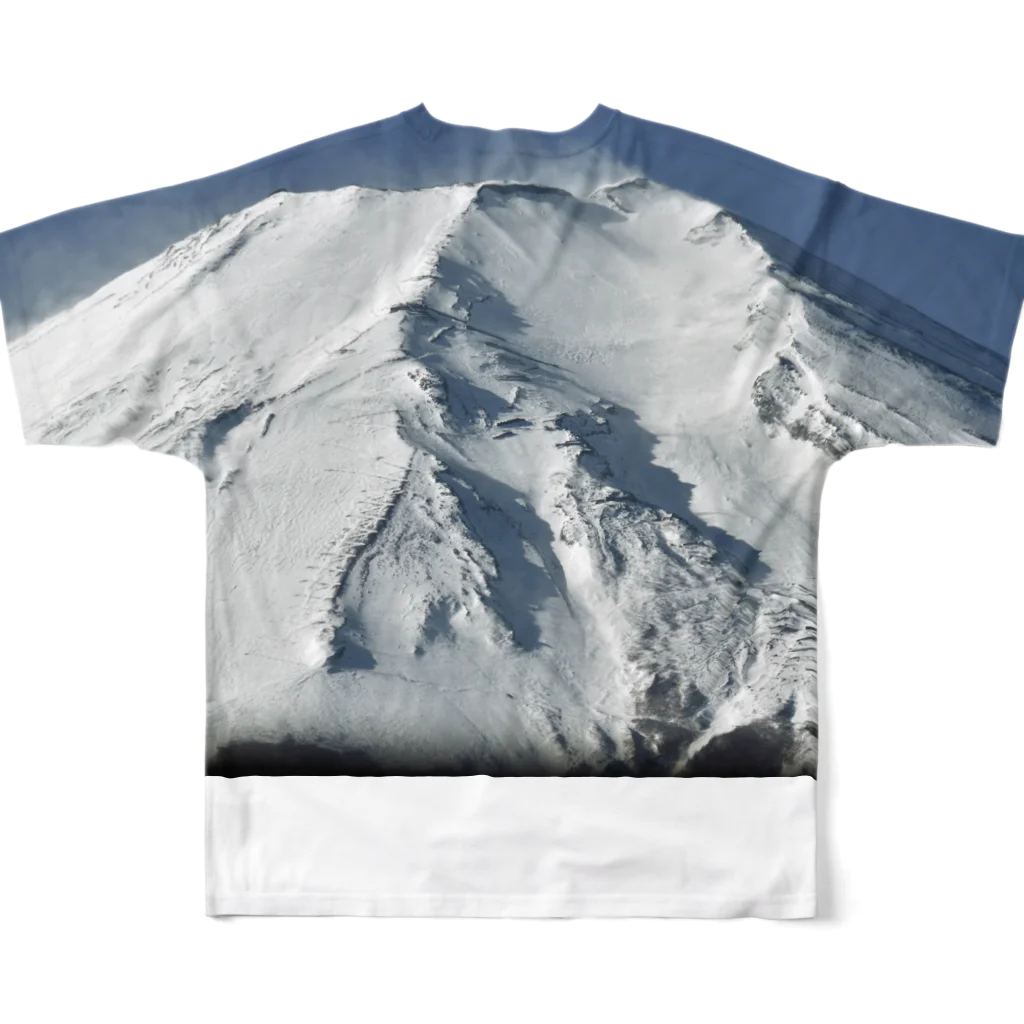 下田村の冠雪した富士山_003 フルグラフィックTシャツの背面