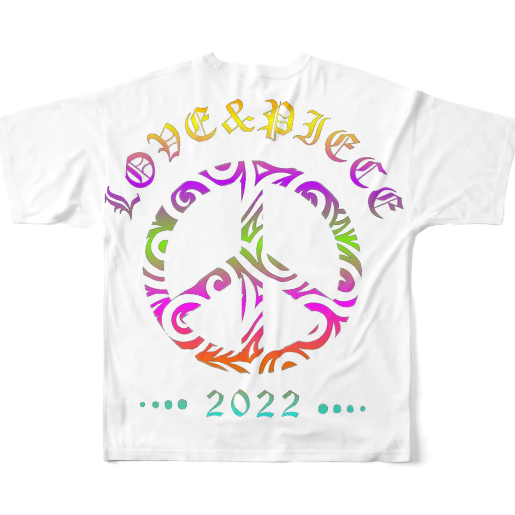 薈.collectionのLove＆peaceシリーズRainbowcolorバージョン フルグラフィックTシャツの背面