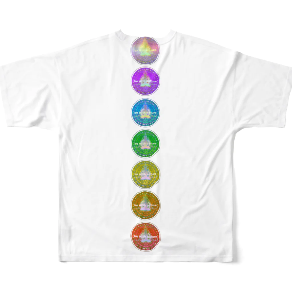 💖宇宙整体♪🌈♪こころからだチャンネル♪💖のFlower of  Life waving  🌈LOGO version フルグラフィックTシャツの背面