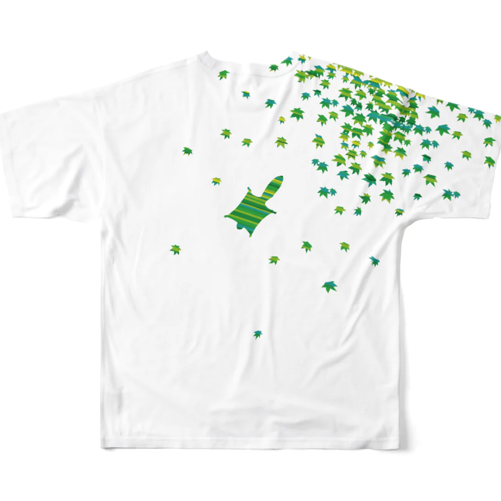 cuuyabowのムササビ in 新緑 フルグラフィックTシャツの背面