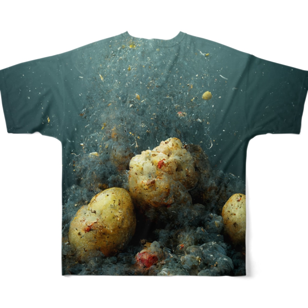 ミネムラコーヒーの海の底から噴き出るポテトサラダ All-Over Print T-Shirt :back