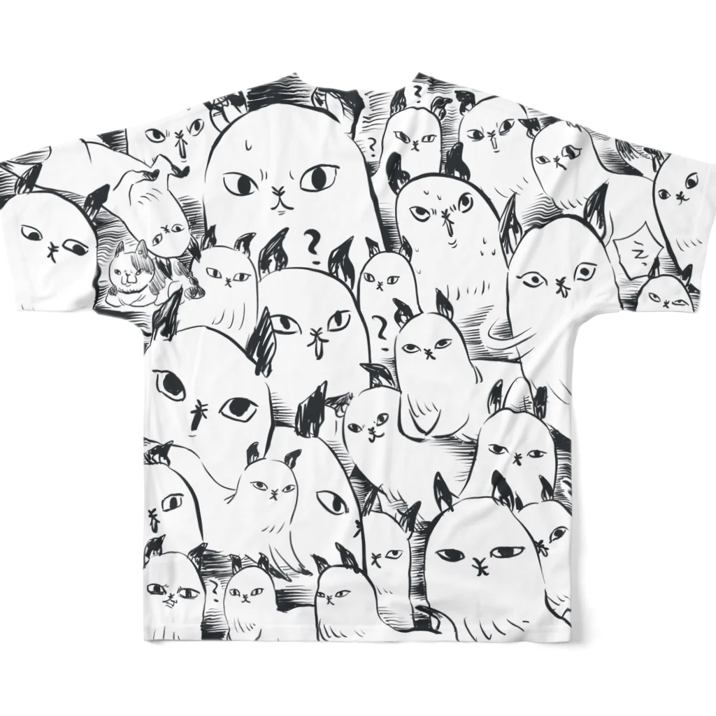 かわいい尻子玉のフル天啓猫 All-Over Print T-Shirt :back