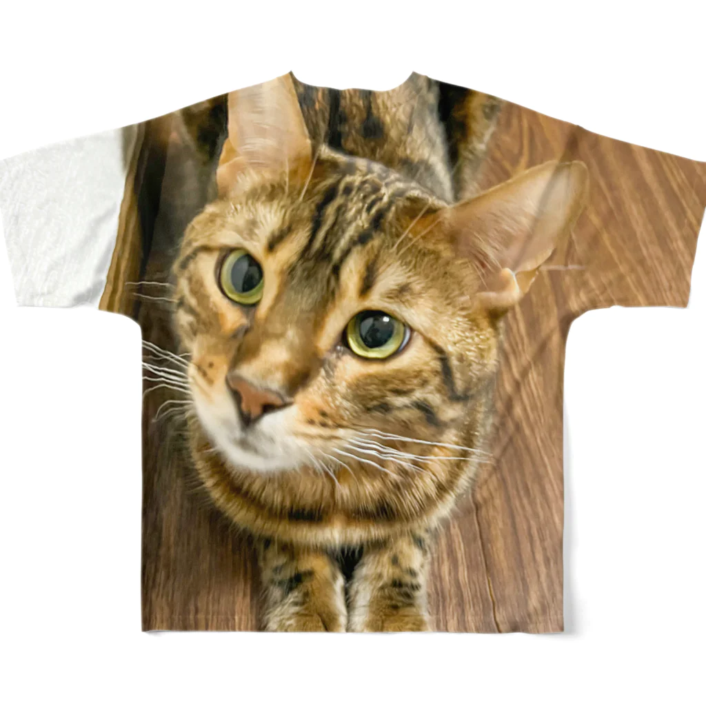 虎次郎🐯保護猫🐈ベンガルのくわぁ〜 フルグラフィックTシャツの背面