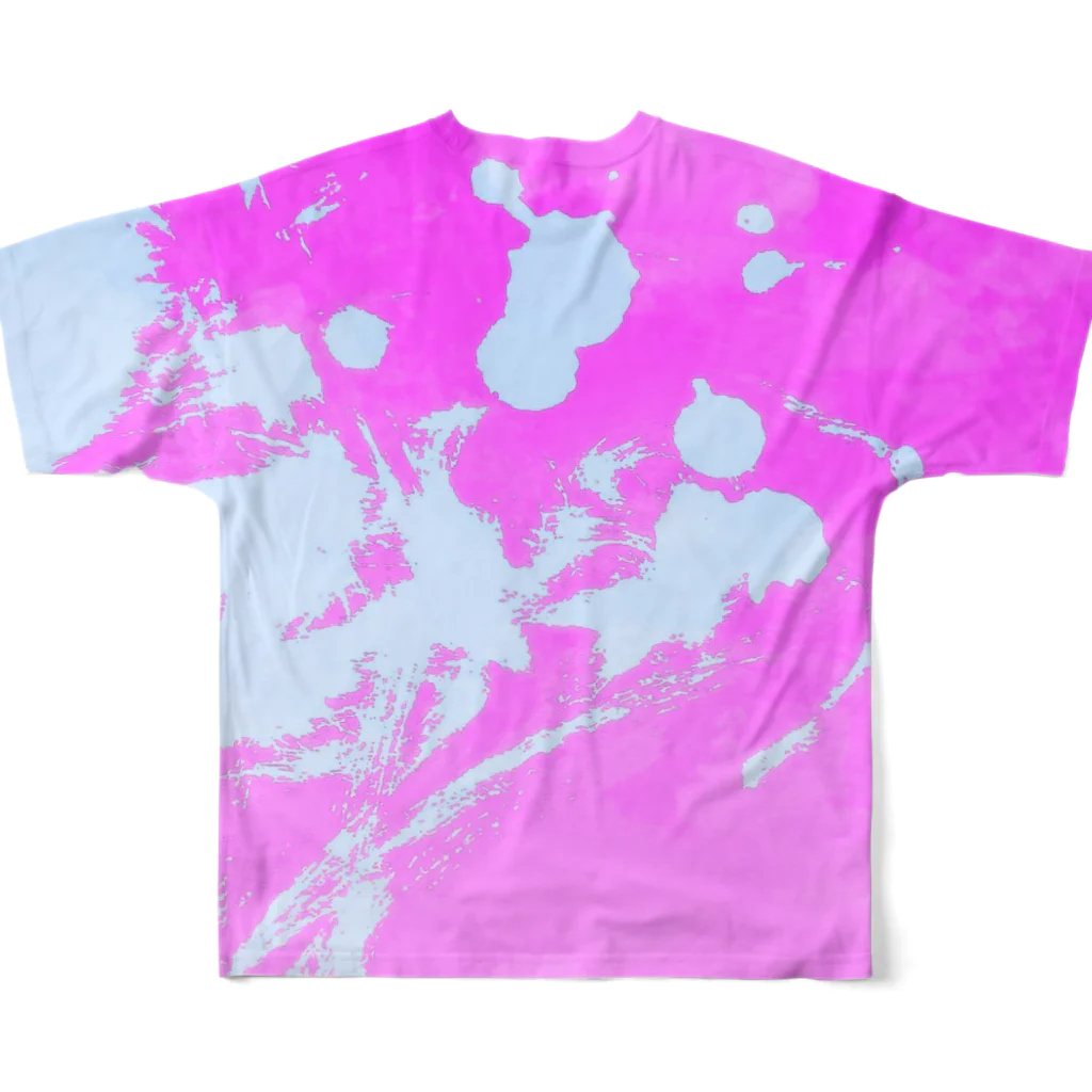 ペペロンチーノ鯵島の飛び墨 (White×Pink) All-Over Print T-Shirt :back