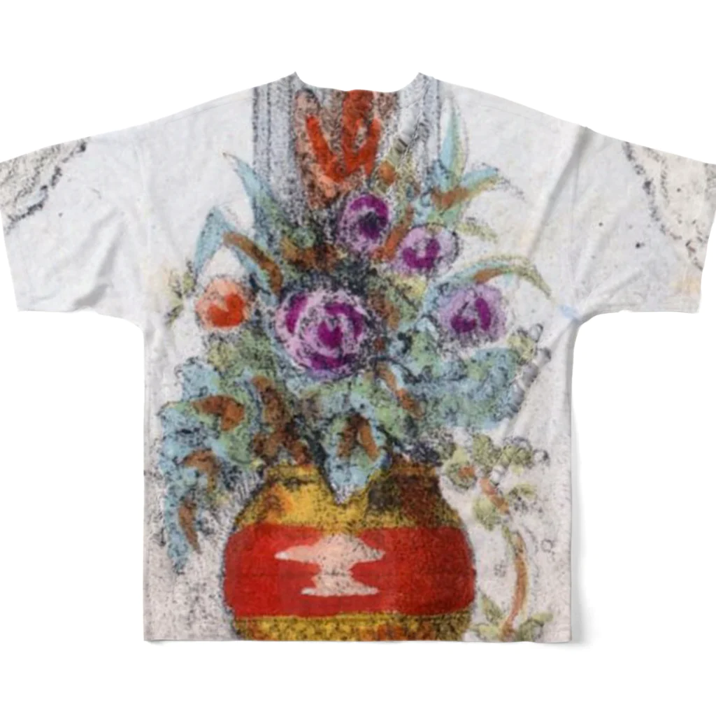 PALA's SHOP　cool、シュール、古風、和風、のflower arrangement　 フルグラフィックTシャツの背面
