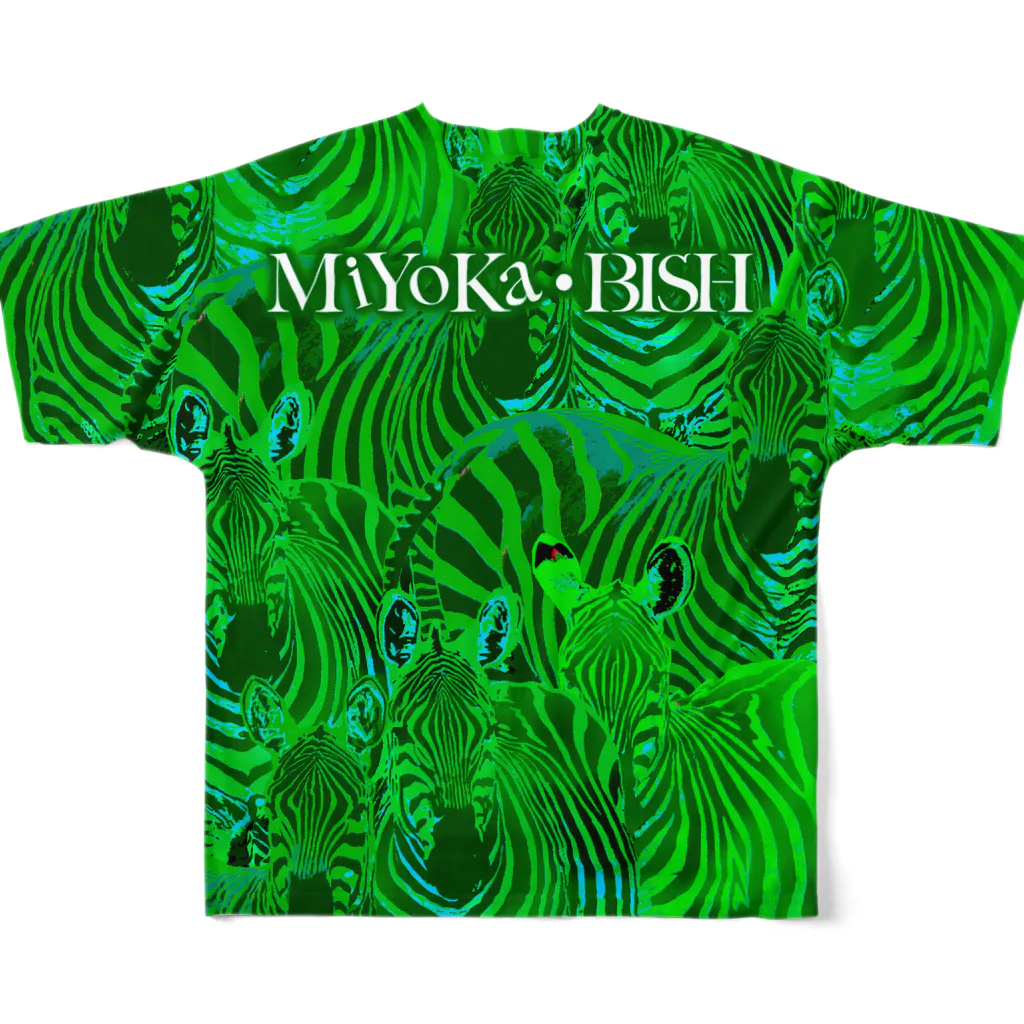 MiYoKa-BISHのLightGreen Zebra by MiYoKa-BISH フルグラフィックTシャツの背面