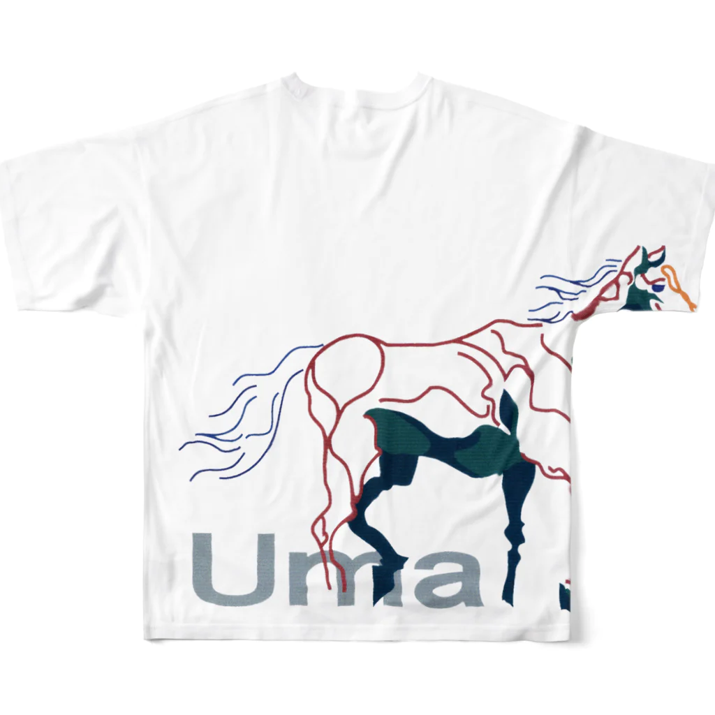 junichi-goodsの馬・Uma All-Over Print T-Shirt :back