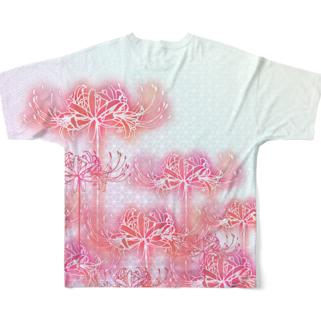 綾錦工房 りこりすの曼珠沙華 - 朧 【黄昏】 All-Over Print T-Shirt :back