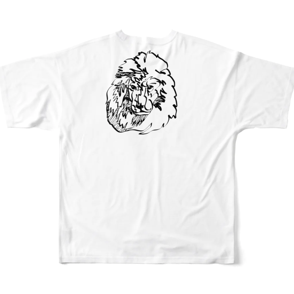 junichi-goodsのライオン（モノクロ） All-Over Print T-Shirt :back