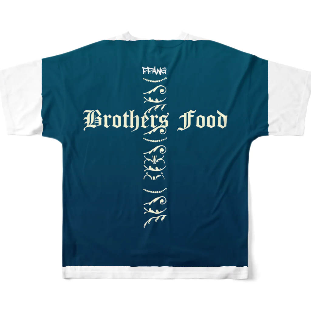 PPANG(ピーパンジー)のBrothers food[PPANG]ネイビー All-Over Print T-Shirt :back