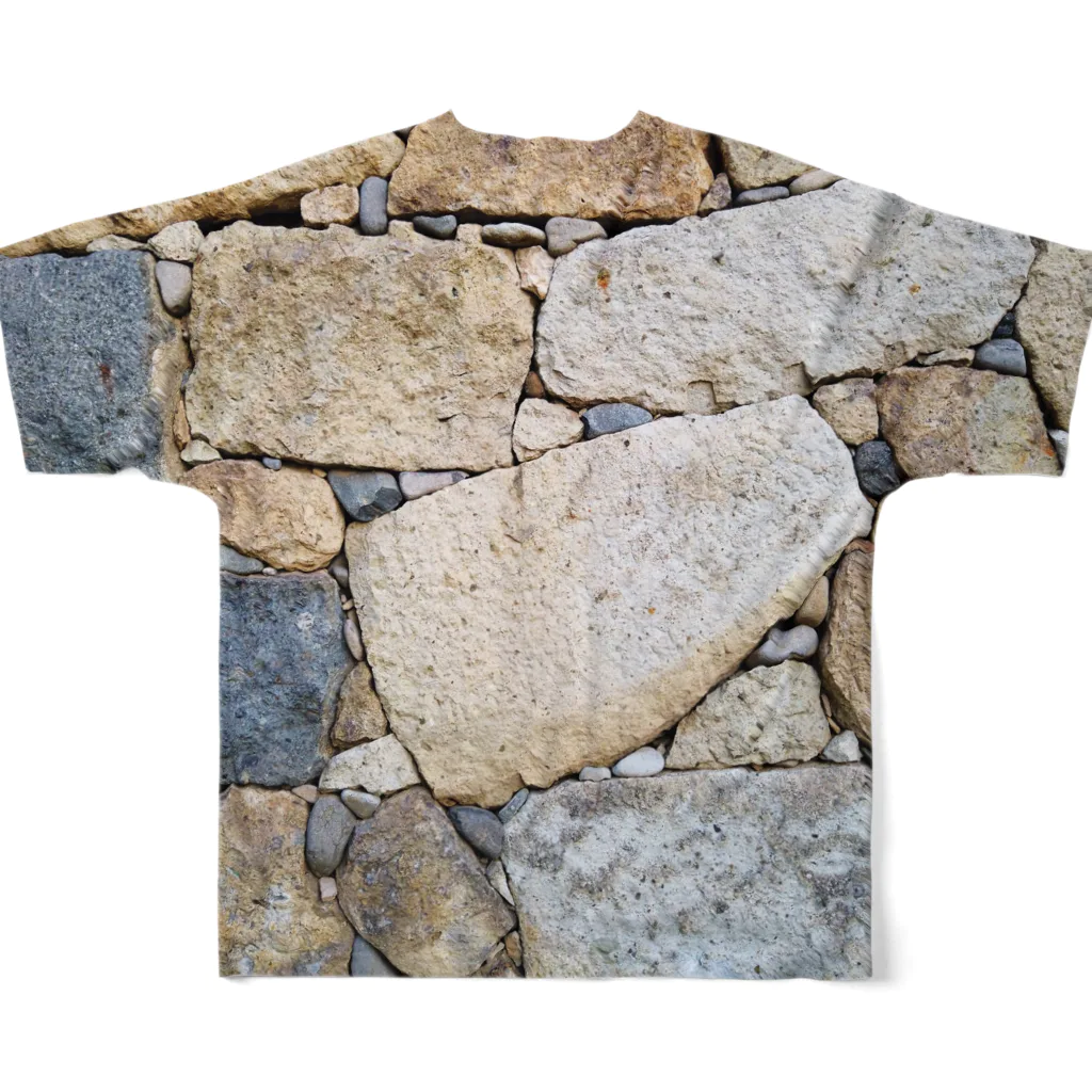 Pugotの国宝・姫路城の石垣 All-Over Print T-Shirt :back