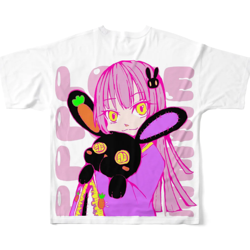 ヒツジグサのLOVE Rabbit All-Over Print T-Shirt :back