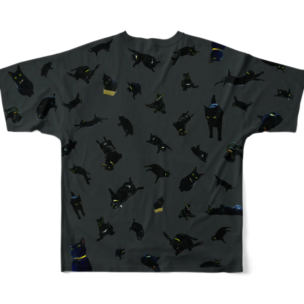 達磨屋の黒猫がいっぱい All-Over Print T-Shirt :back