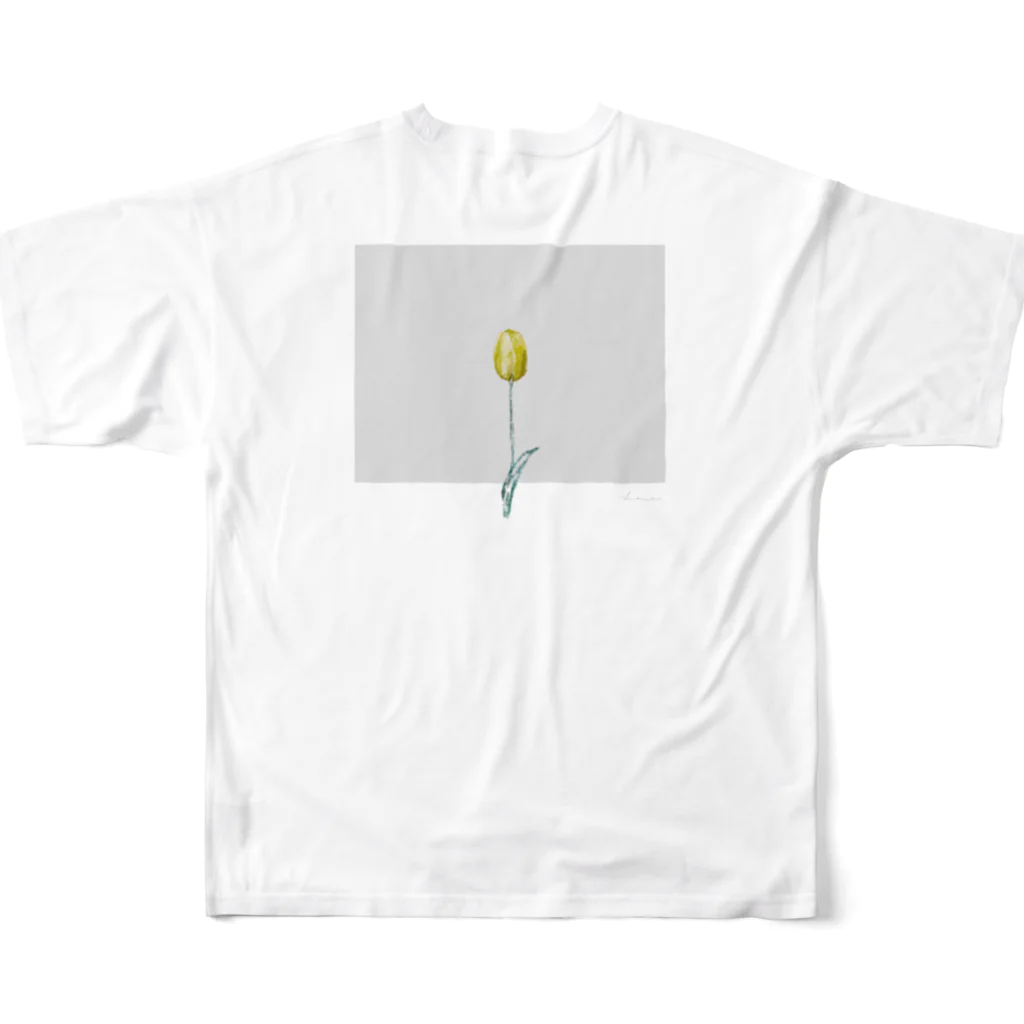 rilybiiのLemon Tulip × Greige × Logo All-Over Print T-Shirt :back