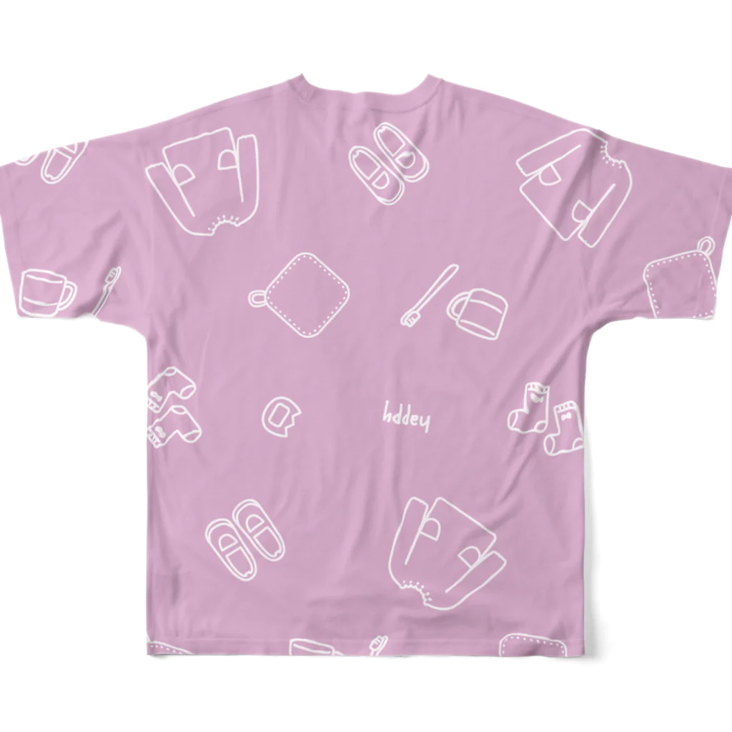 hikari_graphicsの園の生活　英字ver　PINK All-Over Print T-Shirt :back