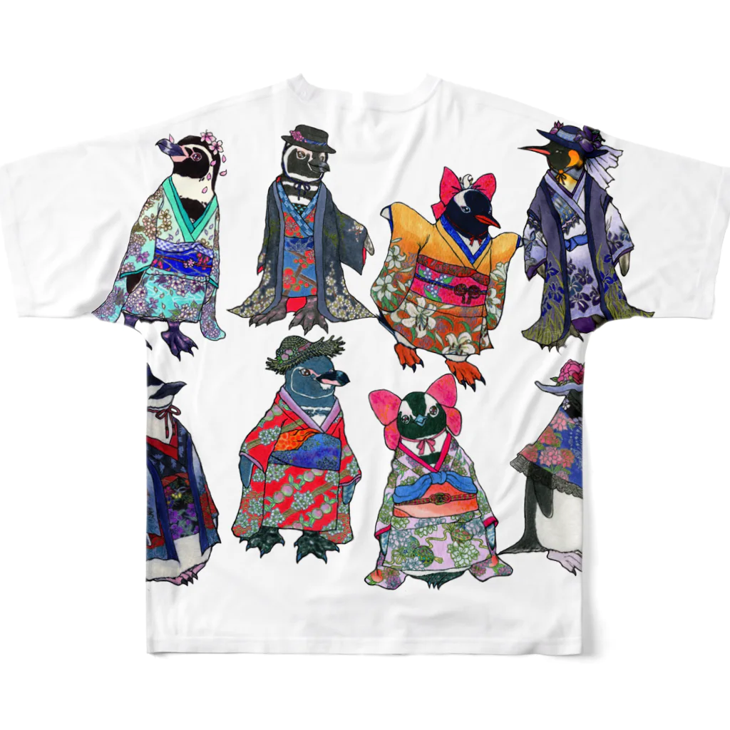 ヤママユ(ヤママユ・ペンギイナ)のKimono Penguins All-Over Print T-Shirt :back